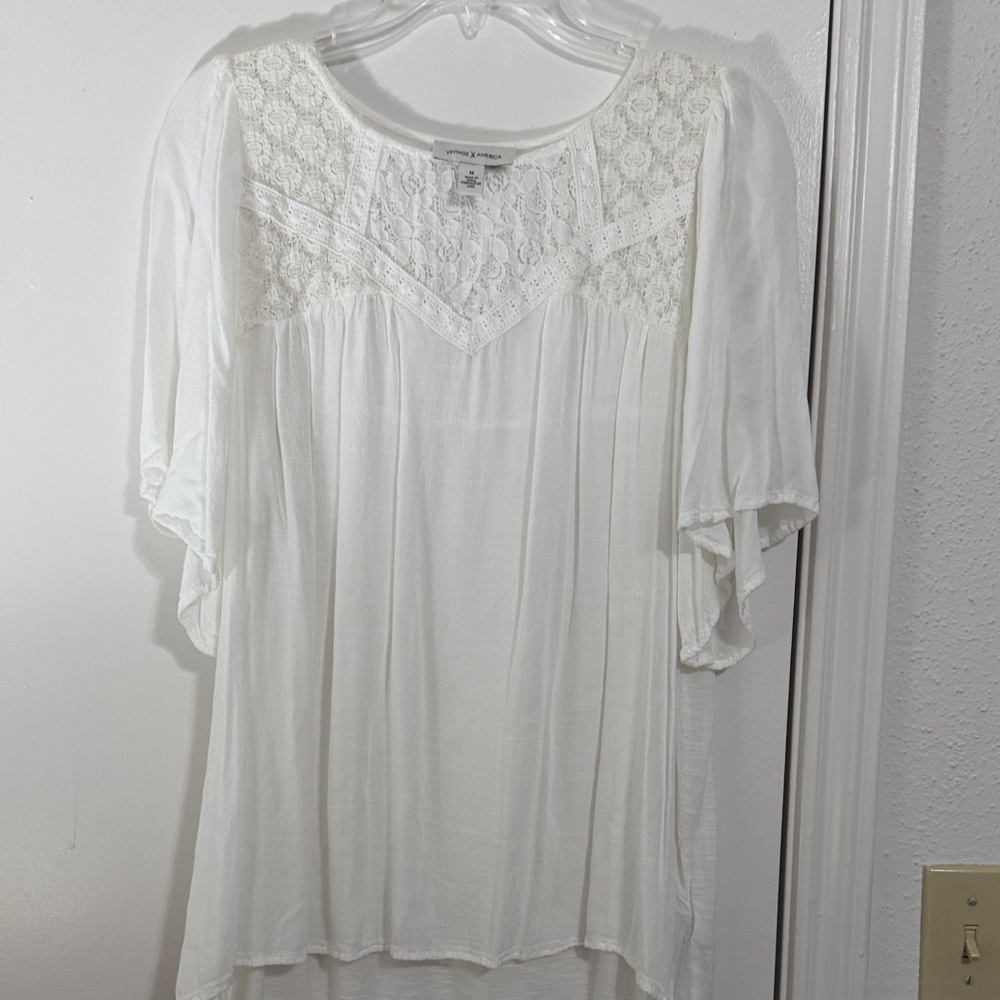 Vintage America White Lace Blouse Size Medium